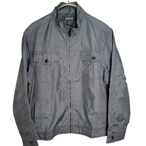 Kenneth Cole Reaction Jacket Mens XXL Grey Nylon Full Zip Mock Neck Lightweight